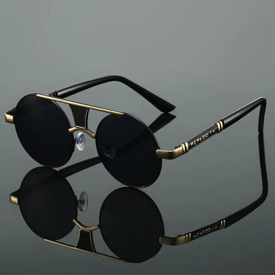 Men's Double Beam Round Frame Classic HD Fashion Sunglasses null